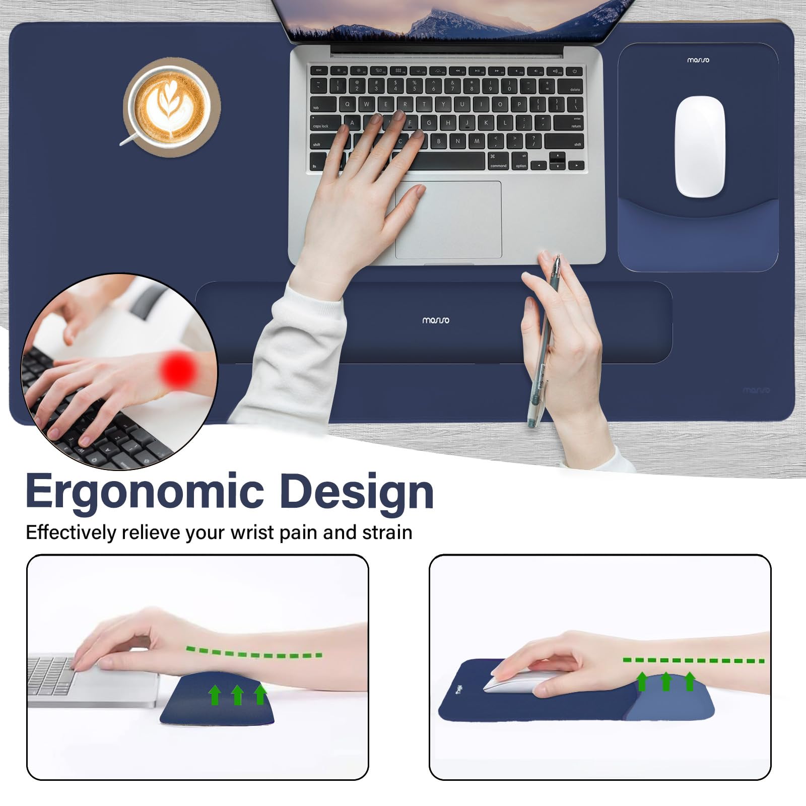 MOSISO Keyboard Mouse Pad Set, Large Gaming Mouse Pad&Keyboard Wrist Rest