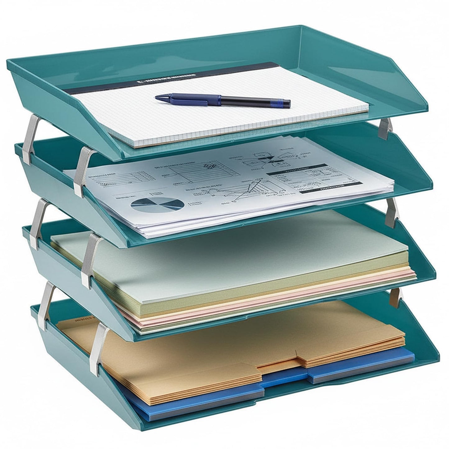 Acrimet 4 Tier Paper Letter Tray Side Load Letter Size, Office Desk File Document Organizer Plastic