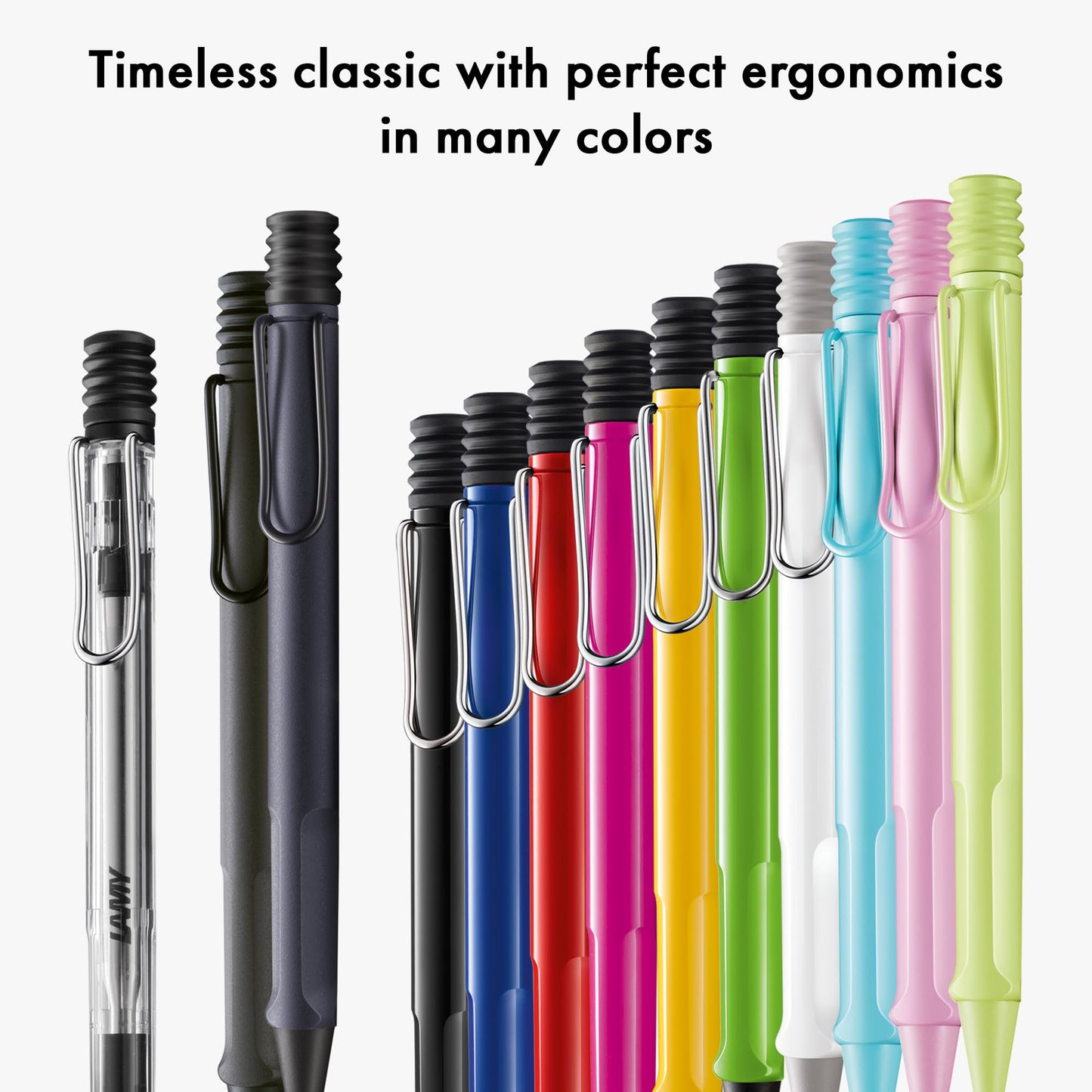 Lamy safari steel black - Ballpoint Pen with ergonomic grip & line width M - for pleasant long
