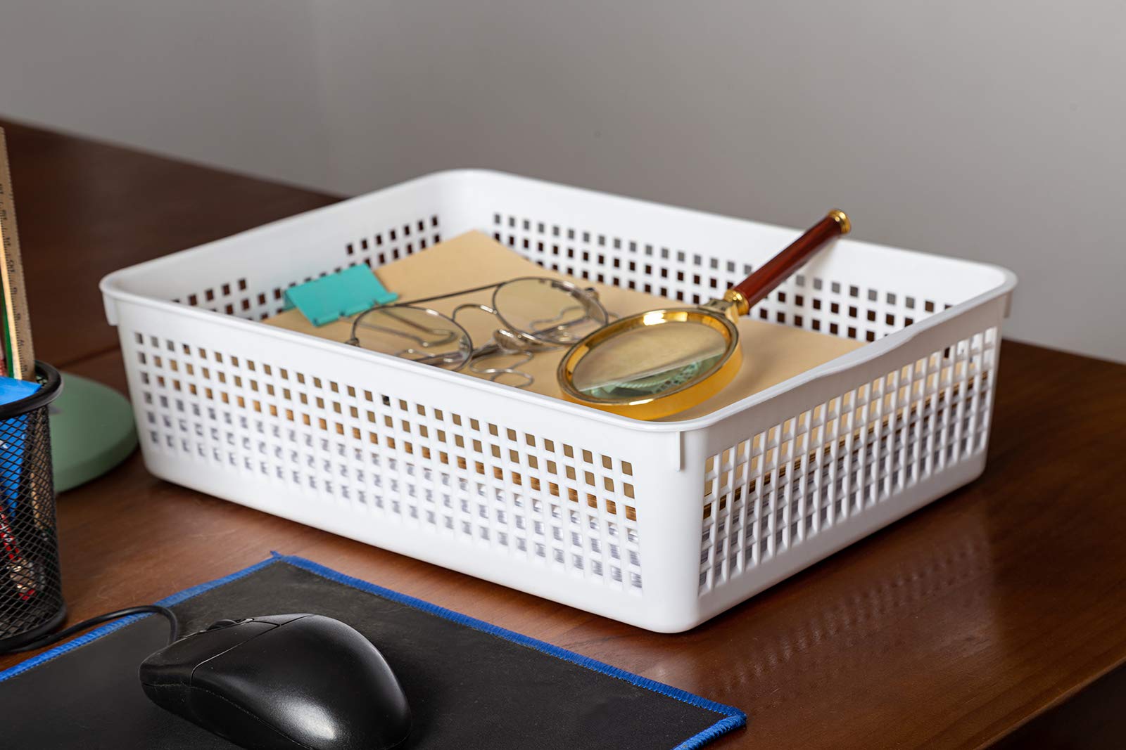 Aebeky A4 Size Plastic Paper Storage Trays,Desktop File Organizer Baskets,6-Packs (White)