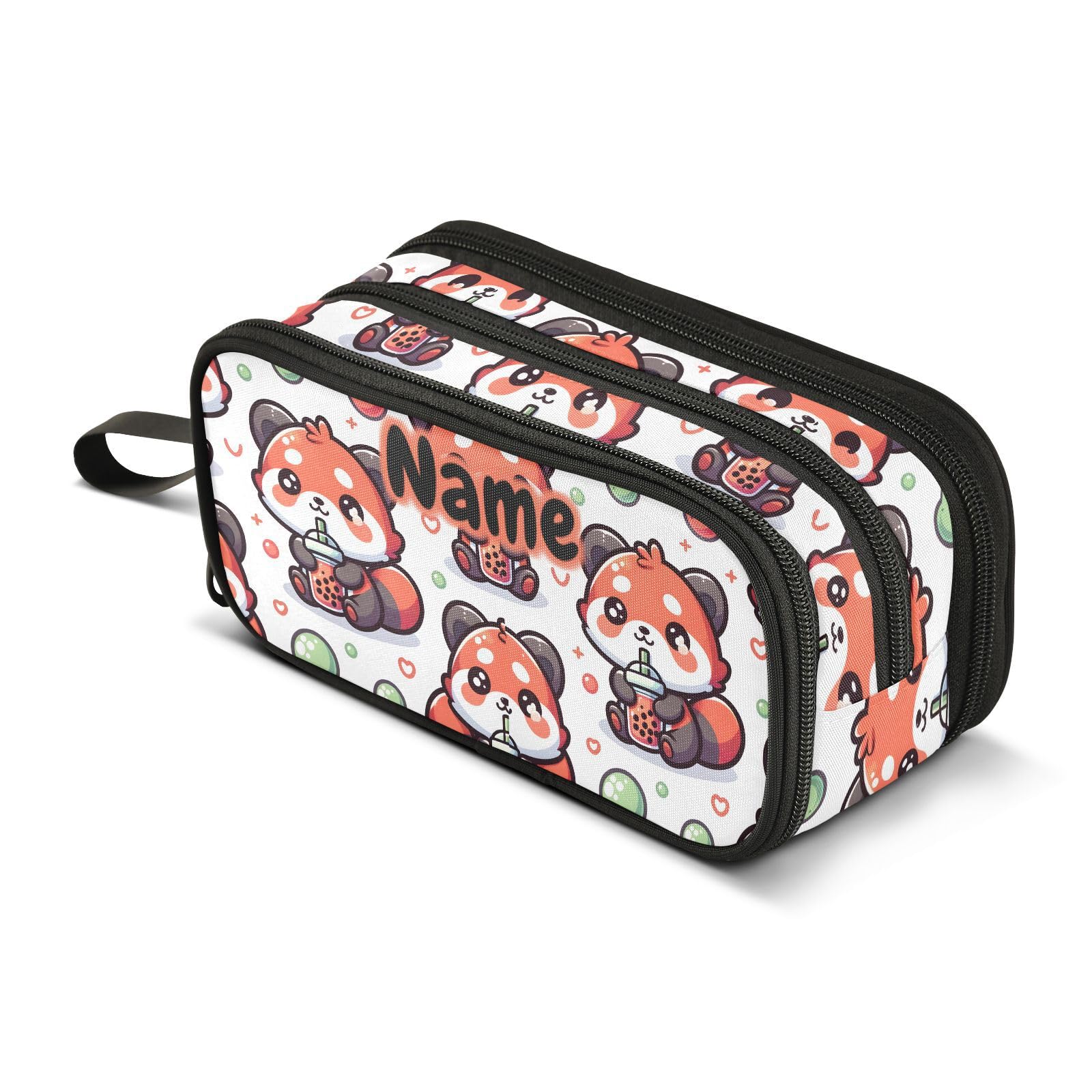 BOENLE Custom Cute Red Panda Bubbles Pencil Case Box Boys Girls Personalized Name Large Pencil
