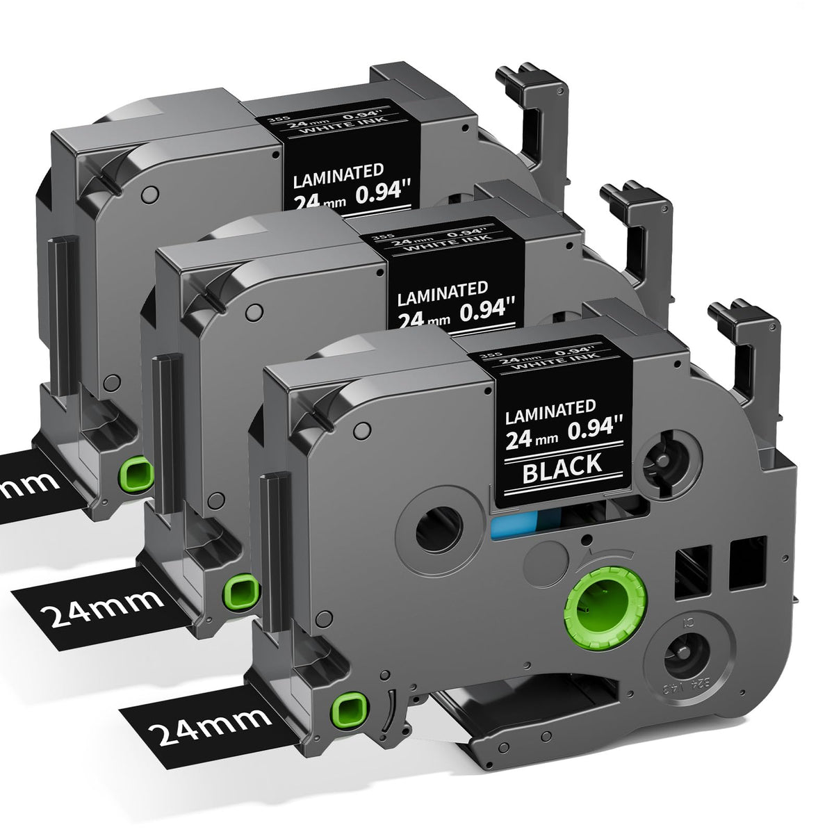 24mm 1 in White on Black Label Tape Compatible with Brother P-Touch TZe-355
