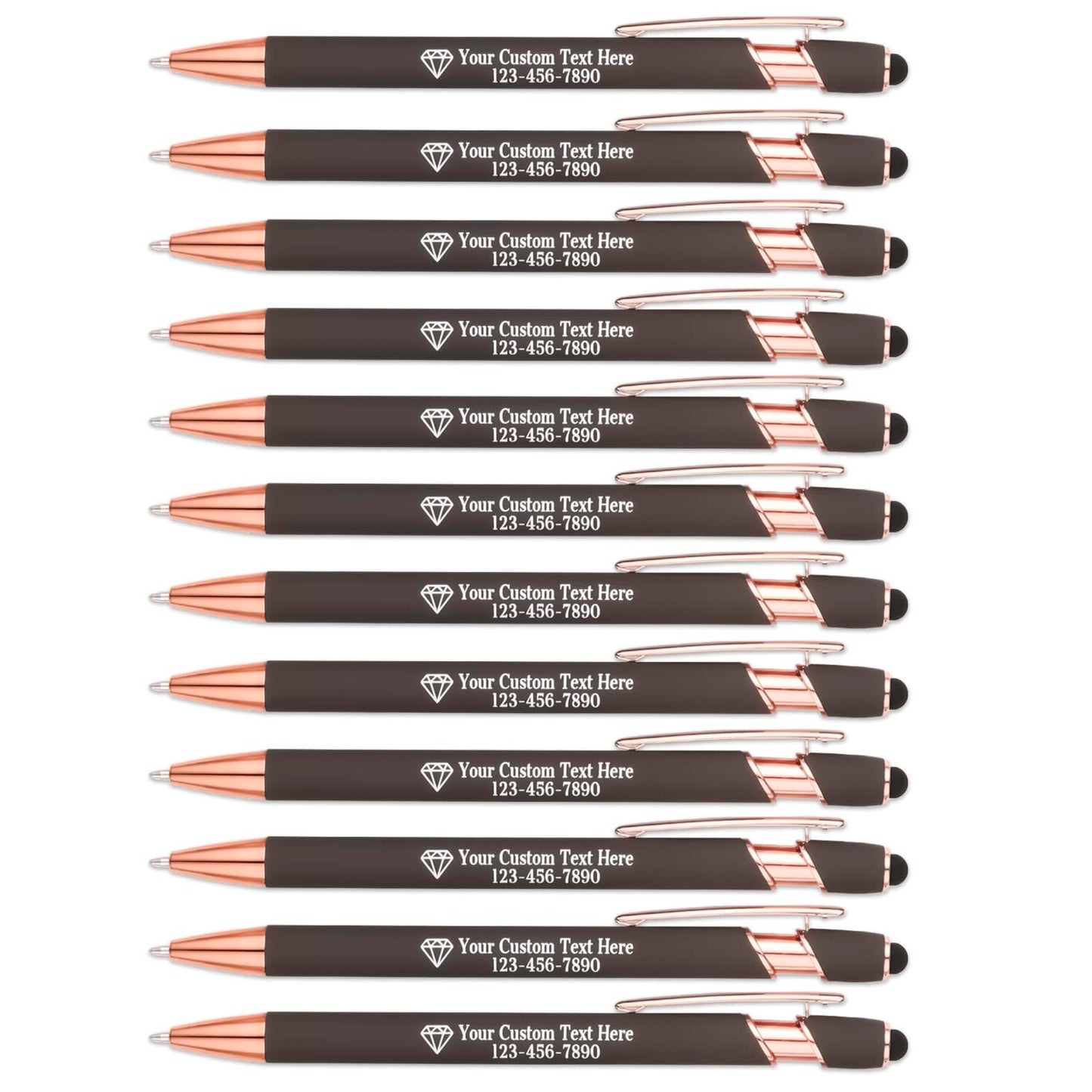 NGTSFLY 12 pcs Personalized Pens with Name or Logo Black Ink Custom Ballpoint Pen with Free