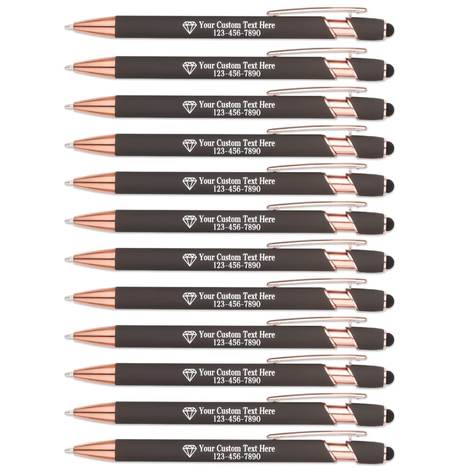 NGTSFLY 12 pcs Personalized Pens with Name or Logo Black Ink Custom Ballpoint Pen with Free