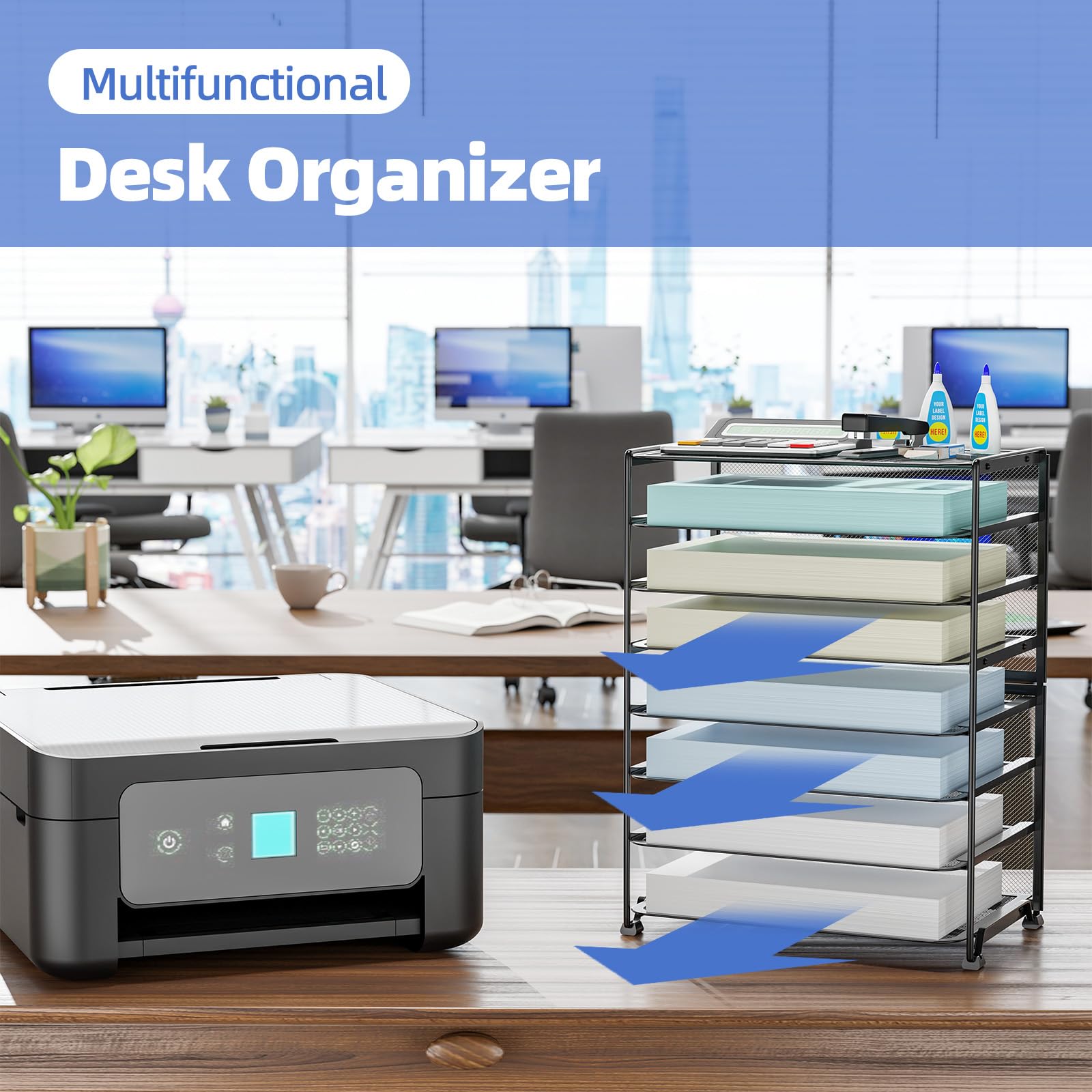 Simple Trending 2 Pack 8 Tier Letter Tray Paper - Mesh Desk File Organizer for Office School