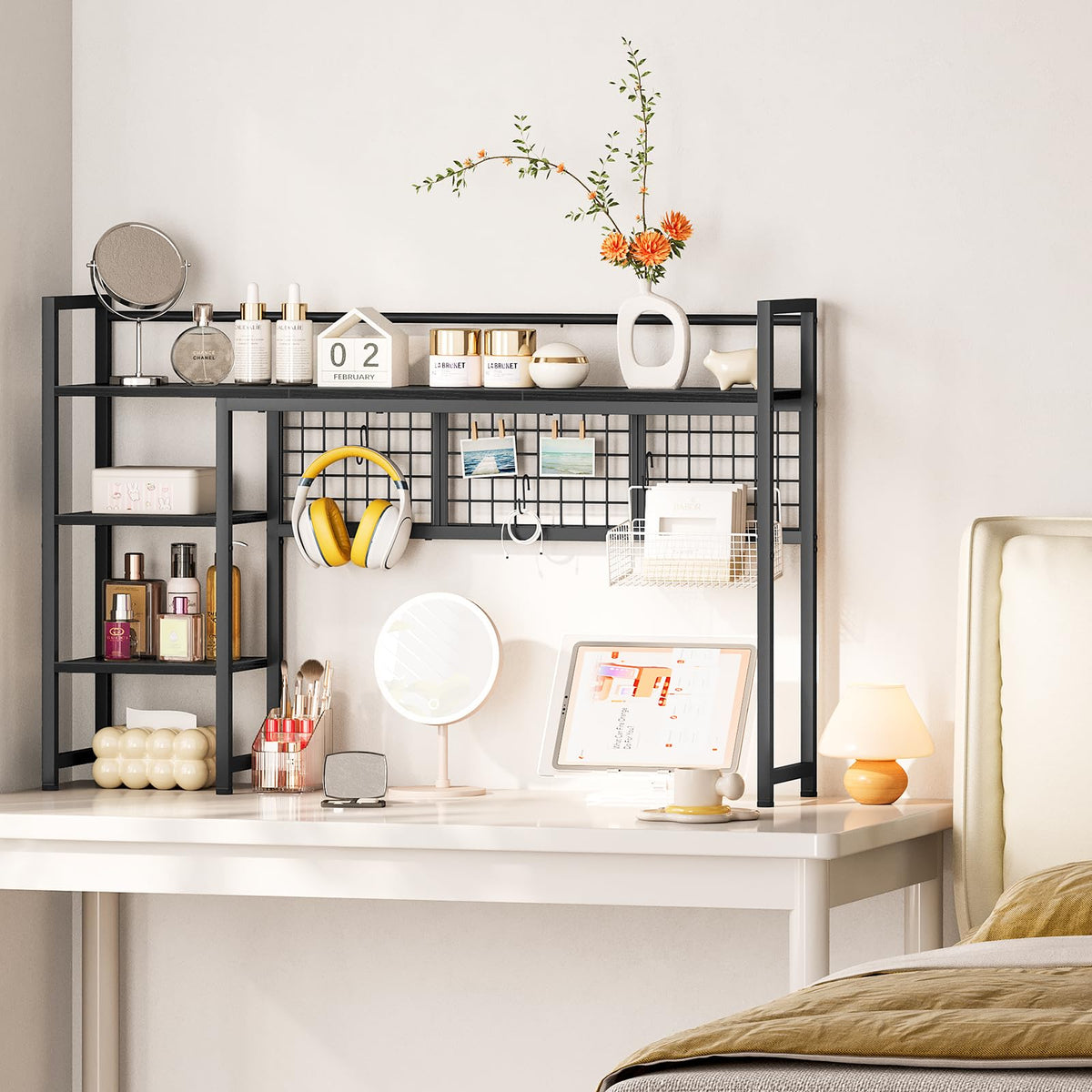 Snughome Desk Shelf, 44.9" Desktop Organizer Shelf, Desk Hutch for Computer Monitor, 4 Tier Desk