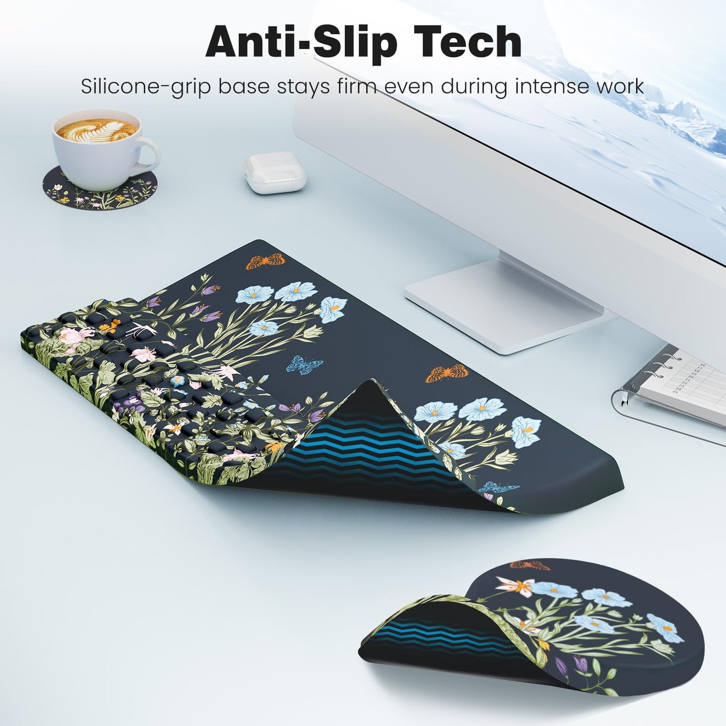 Ospelelf Ergonomic Mouse Pad and Keyboard Stand Wrist Rest Set, Memory Foam Comfort, Pain Relief