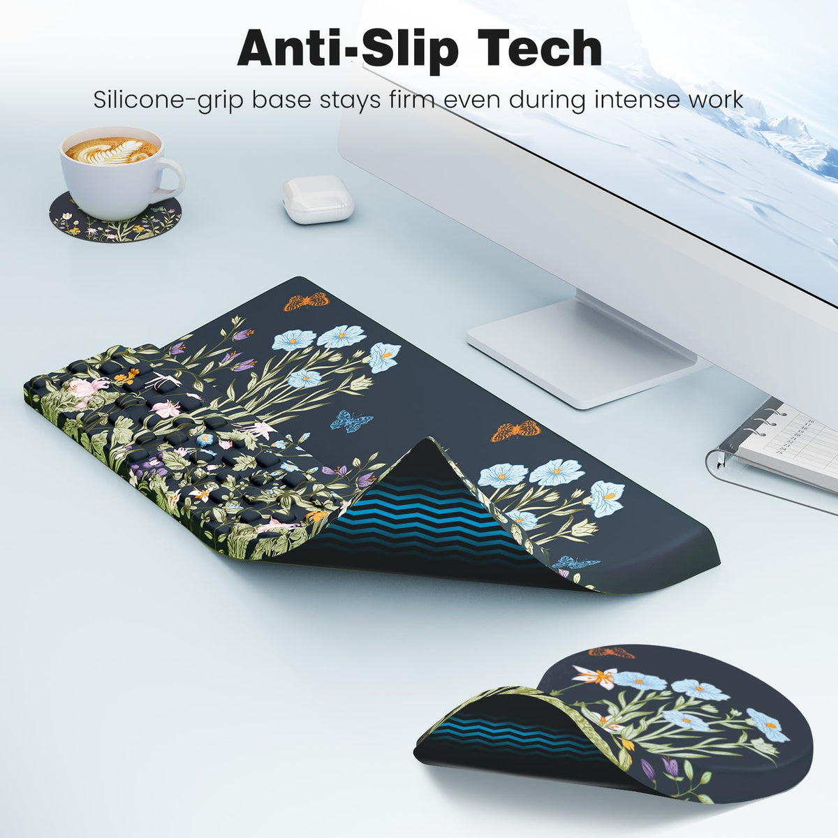 Ospelelf Ergonomic Mouse Pad and Keyboard Stand Wrist Rest Set, Memory Foam Comfort, Pain Relief