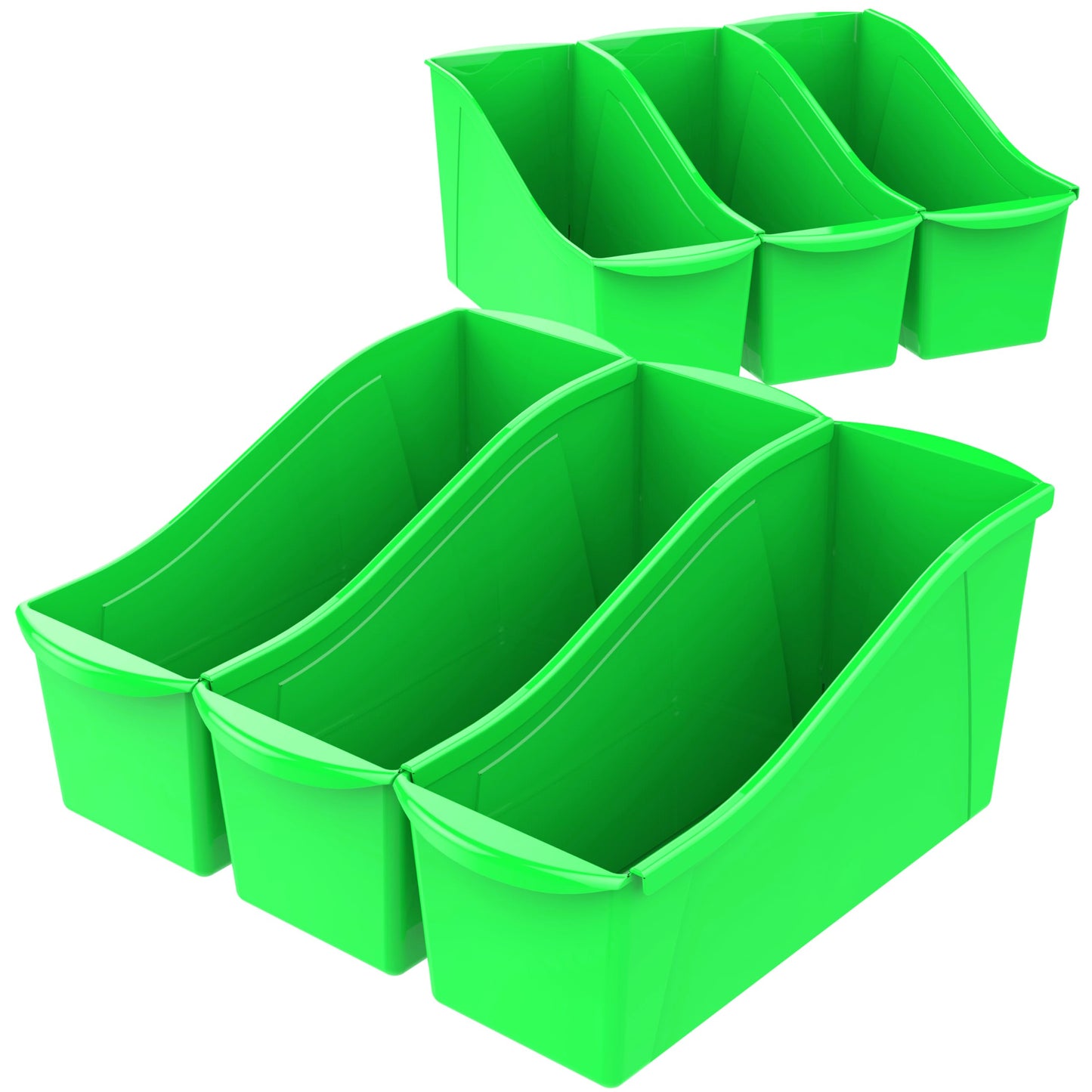 Storex Large Book Bin, 14.3 x 5.3 x 7 Inches, Green, Case of 6 (71118U06C)