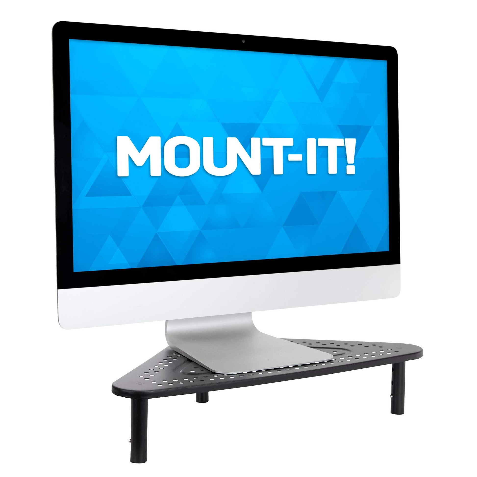 Corner Monitor Stand | Adjustable Height Corner Desk Shelf | Triangle Screen Riser, Ergonomic Space