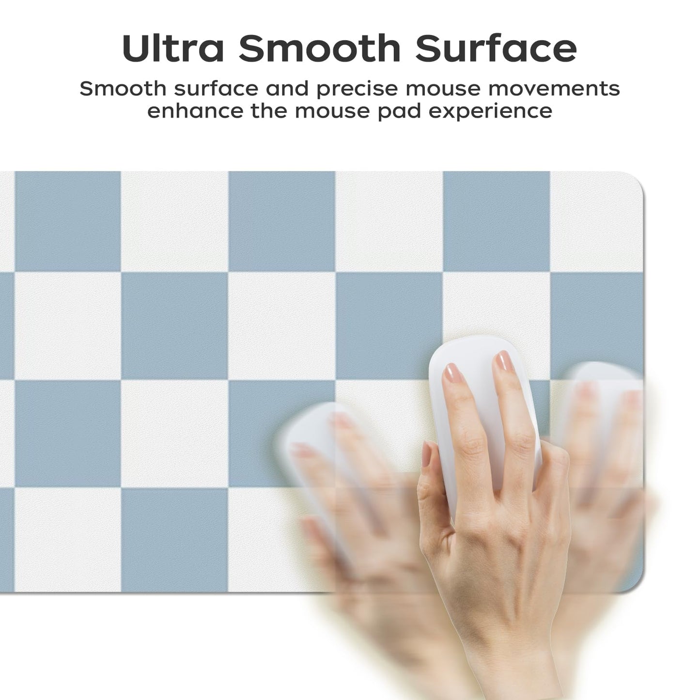 Large Checkered Desk Mat 35.4" x 15.7", PU Leather Desk Pad Protector, Large Mouse Pad for Desk