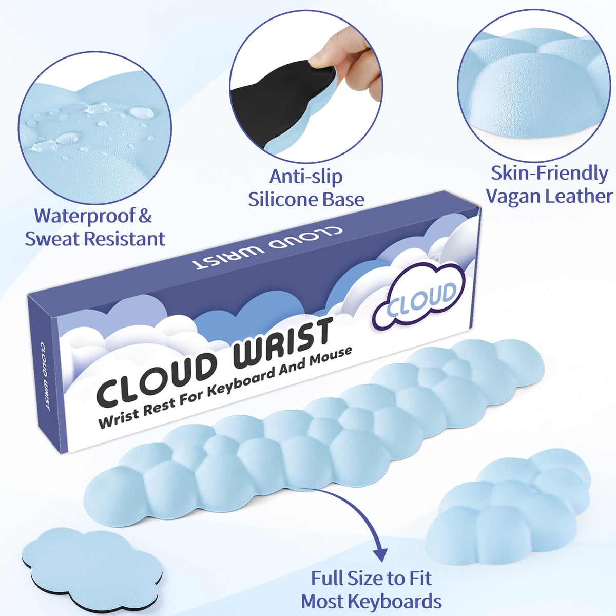 Sushret Cloud Wrist Rest for Keyboard and Mouse, Cloud Keyboard Wrist Rest