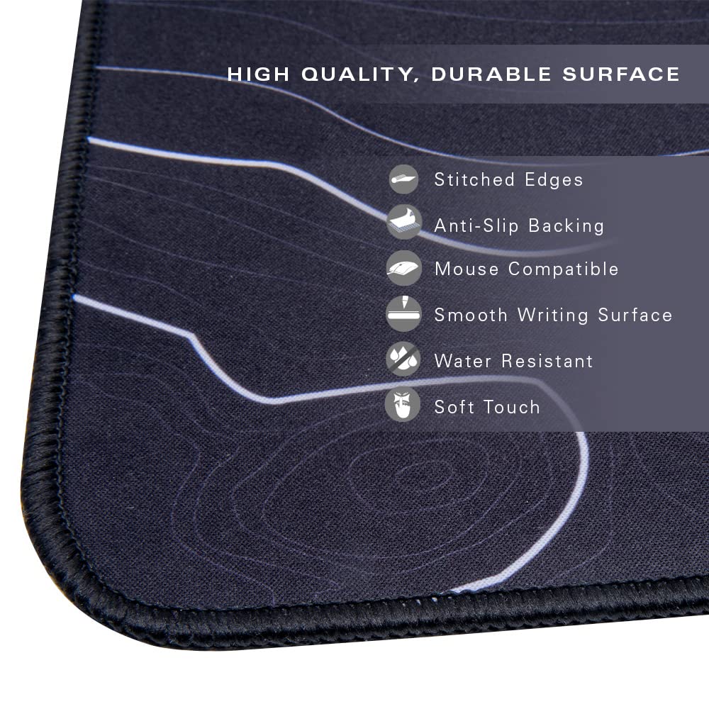 Con-Tact Brand XL Extended Mouse Pad - L-Shaped Desk Mat with Stitched Edges - Non-Slip