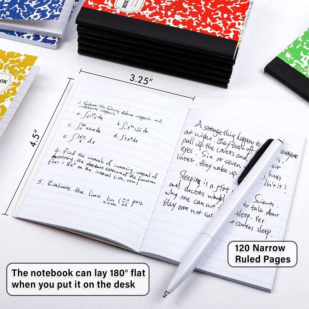 feela Composition Notebook, Mini Sized 30 Pack 5 Colors Narrow Ruled Mini Composition Books Bulk