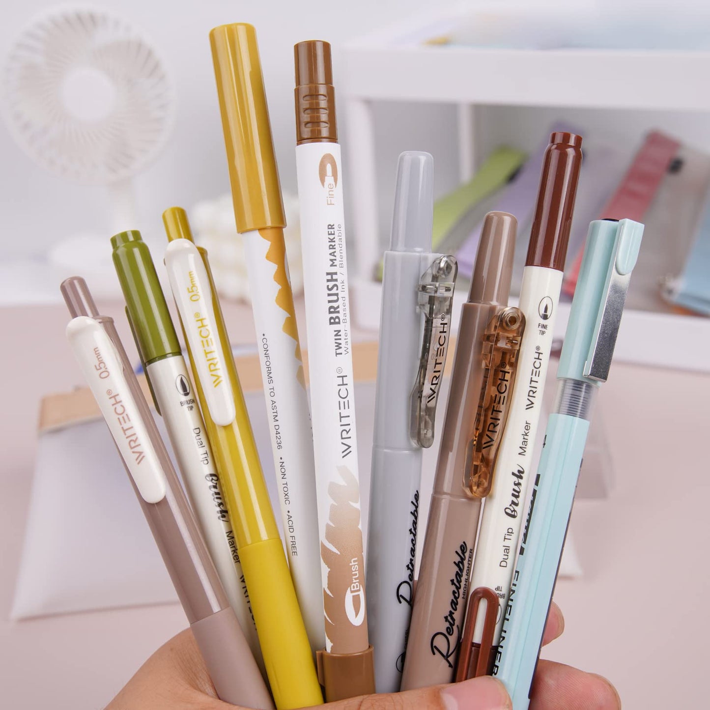 WRITECH Journaling Gel Pens Highlighters: 0.5mm Fine Point Retractable Gel Ink Pen Assorted Colored