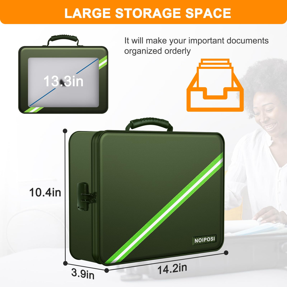 Noiposi 5200℉ Fireproof Document Box with Lock 8 Layers Water Resistant