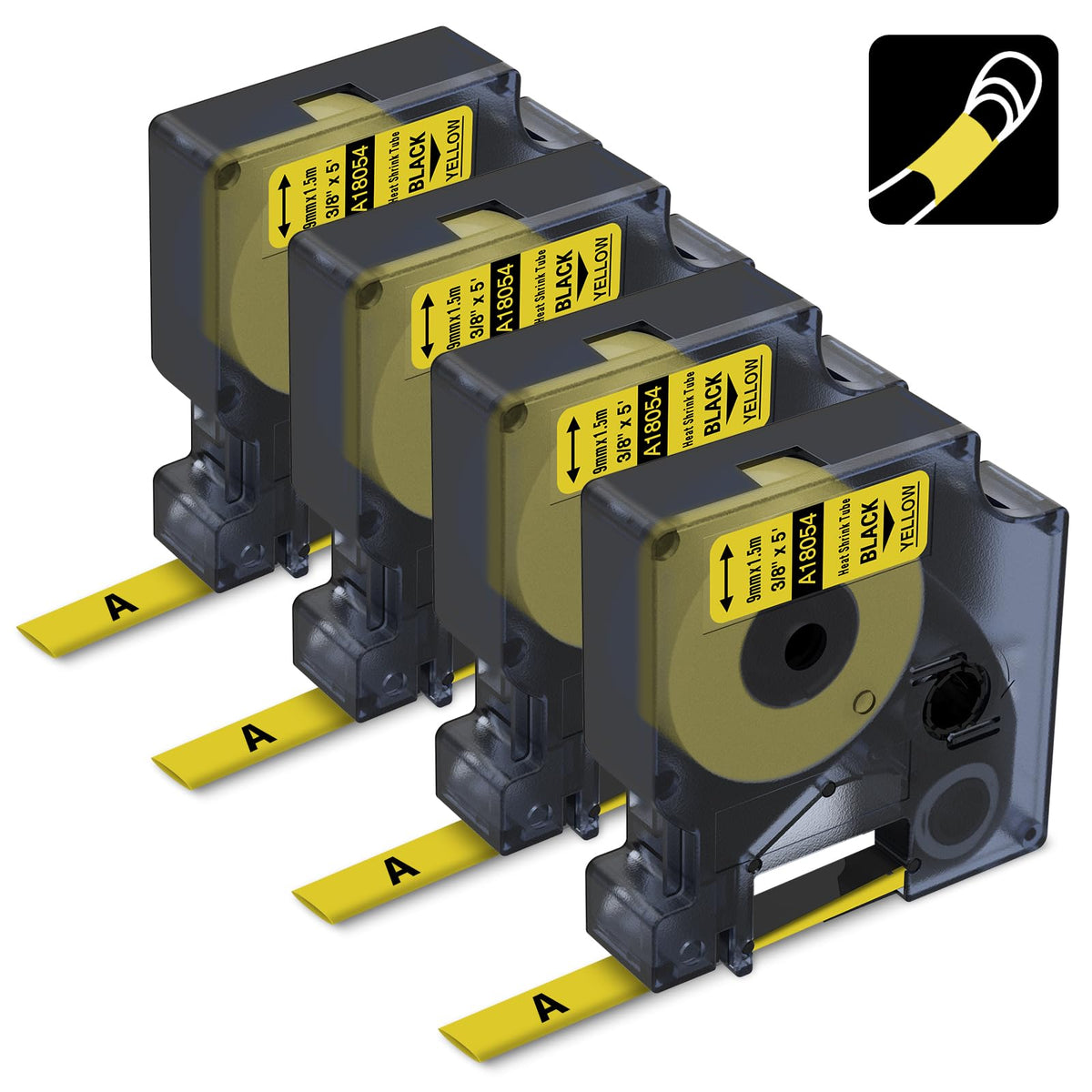 Compatible with DYMO Heat Shrink Tube Labels Yellow 18054