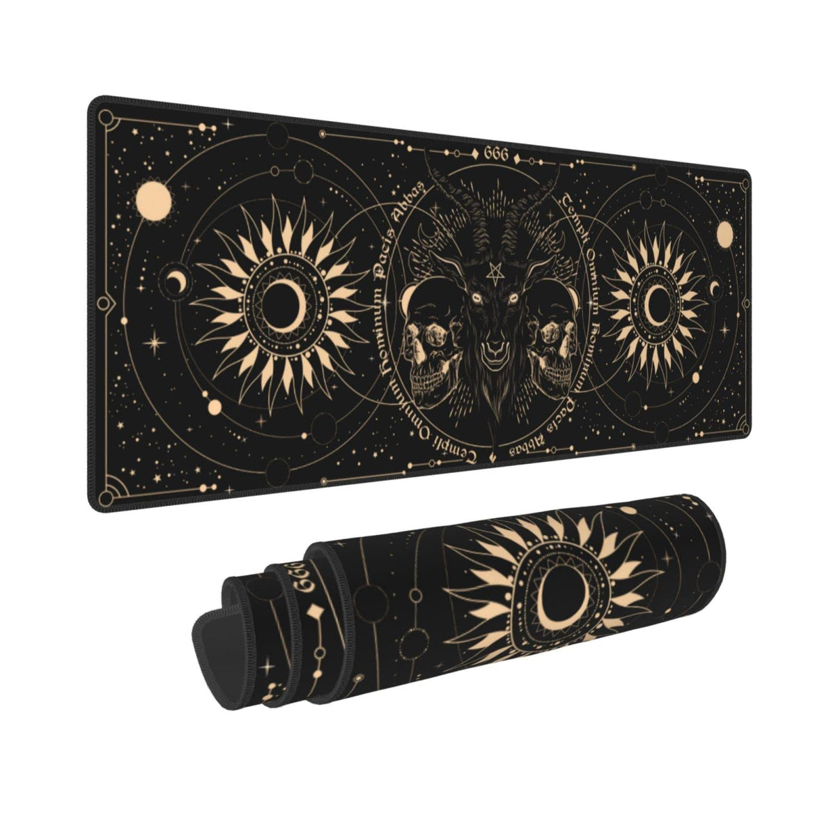 Sun and Moon Gothic Skull Goat Mouse Pad Extended Large Gaming Mouse Pad XL Oversized Desk Pad
