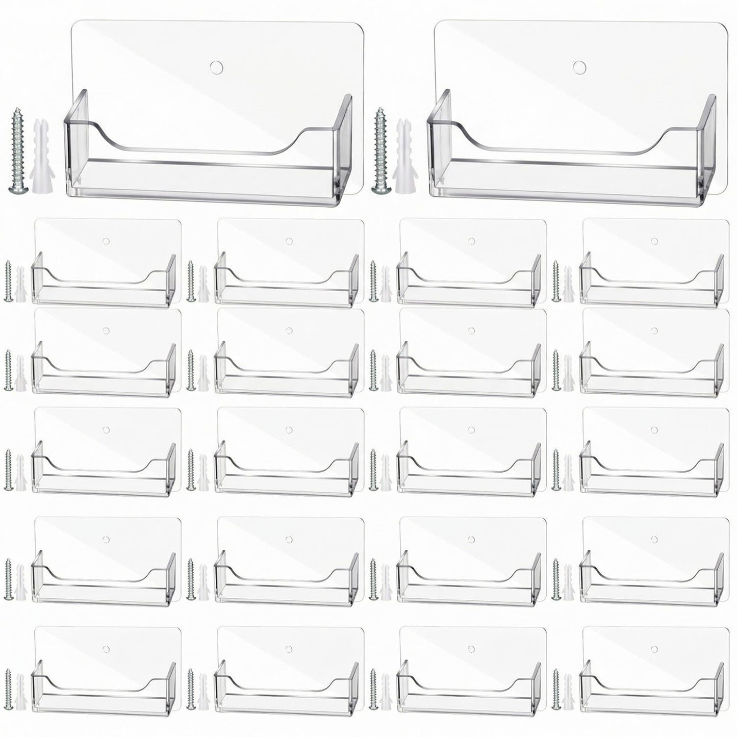 Wesiti 24 Pcs Individual Acrylic Business Card Holders, Wall & Desk Display