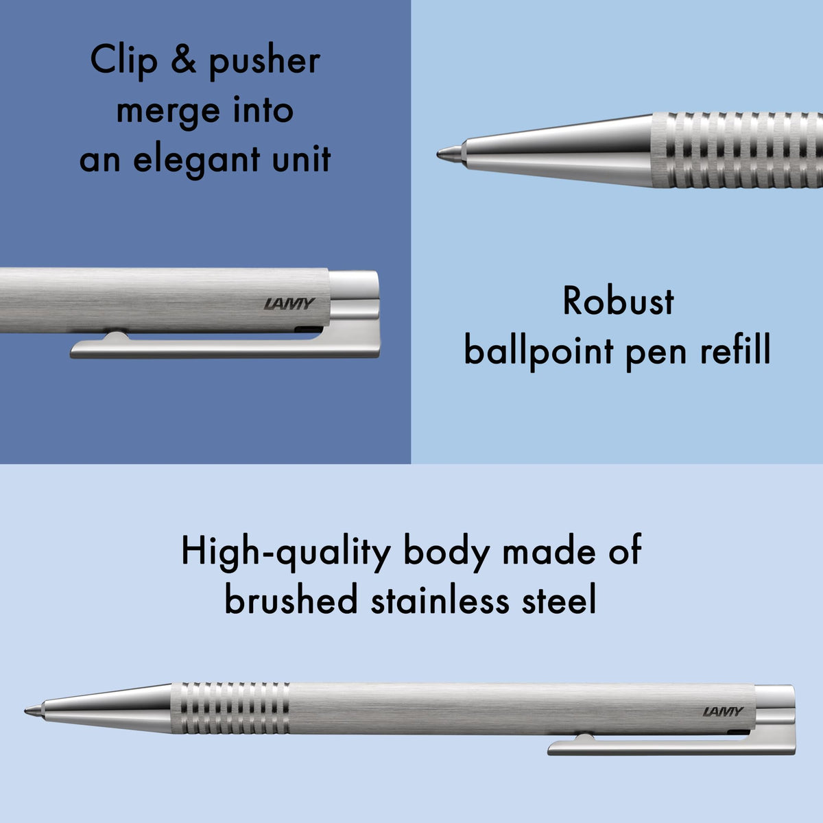 Lamy logo brushed - Ballpoint Pen in an elegant & robust stainless steel case - line width M