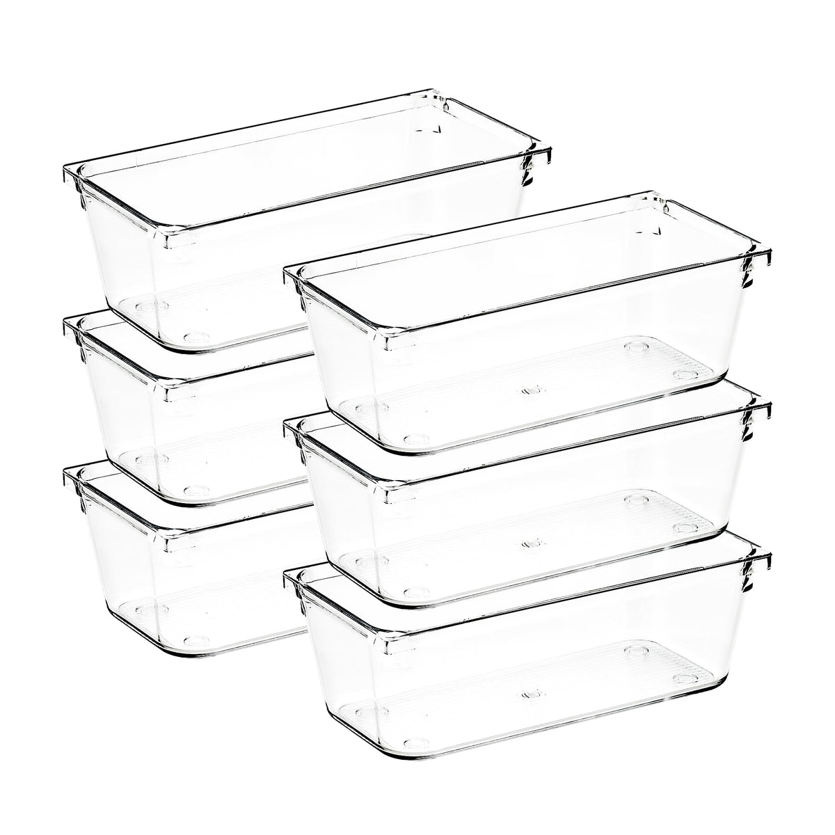 Ravinte Decor 6 Pack Drawer Organizers, 3"X 6" Clear Acrylic Storage Bins