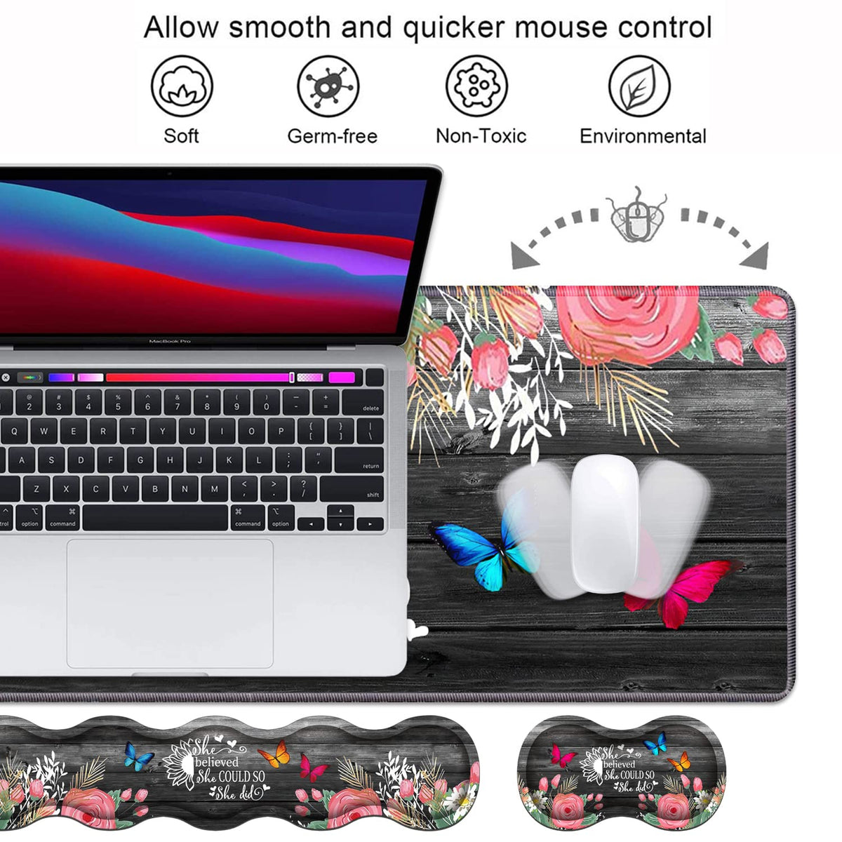 Ergonomic Keyboard Wrist Rest and Mouse Pad Wrist Rest Set, Large XXL Gaming Desk Mat 31.5"x