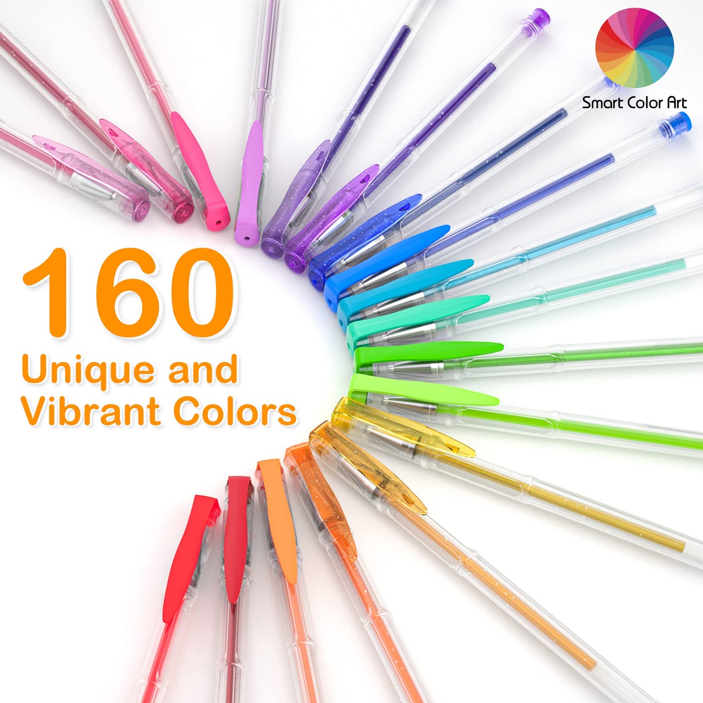 Smart Color Art 320 Pack Gel Pens Set, 160 Colors Gel Pen with 160 Refills for Adult Coloring Books