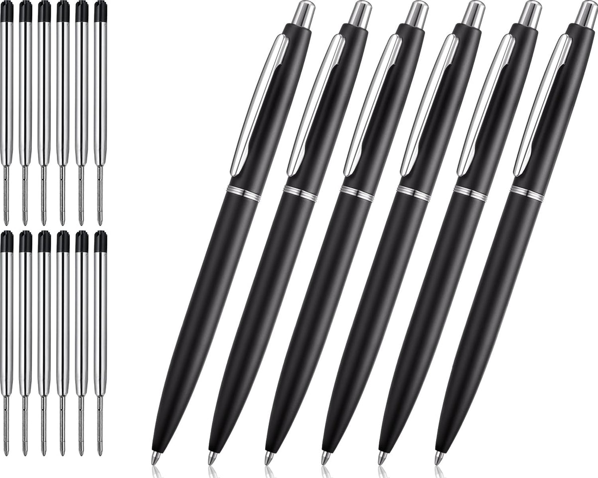 ChaoQ 6 Pcs Retractable Metal Ballpoint Pens, for Gift, Business, Office