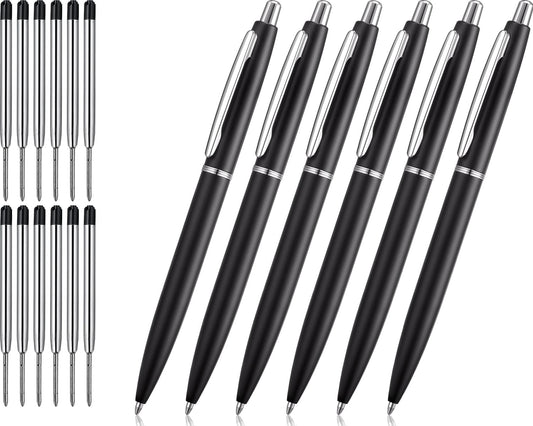 ChaoQ 6 Pcs Retractable Metal Ballpoint Pens, for Gift, Business, Office