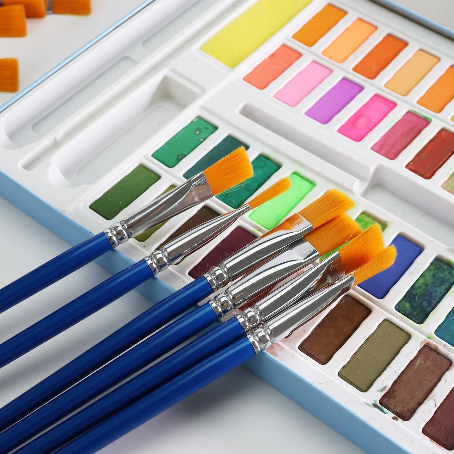 GACDR 1/2 Inch Flat Paint Brush Set, 40 Bulk Acrylic Paint Brushes