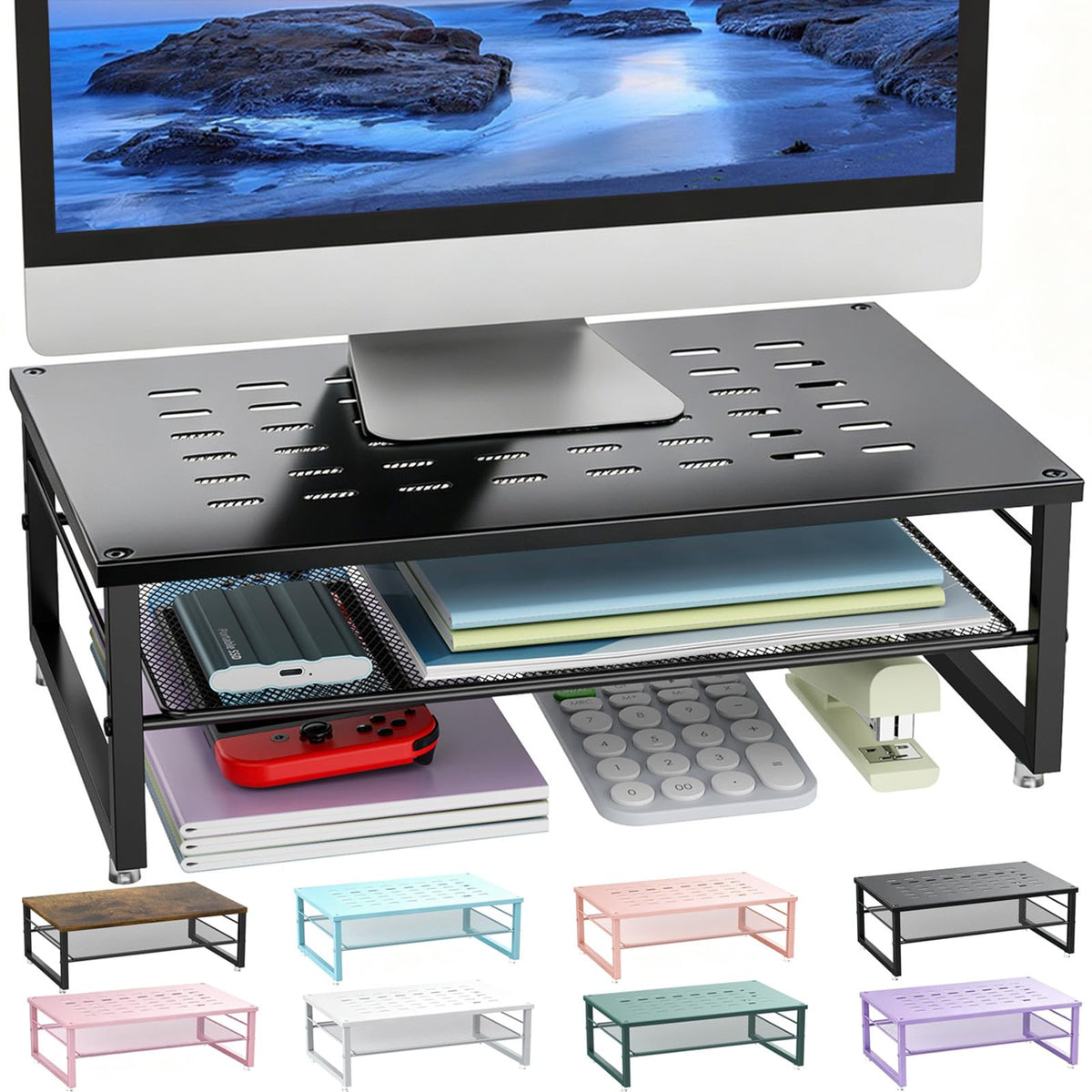 gianotter 2-Tier Metal Monitor Stand Riser
