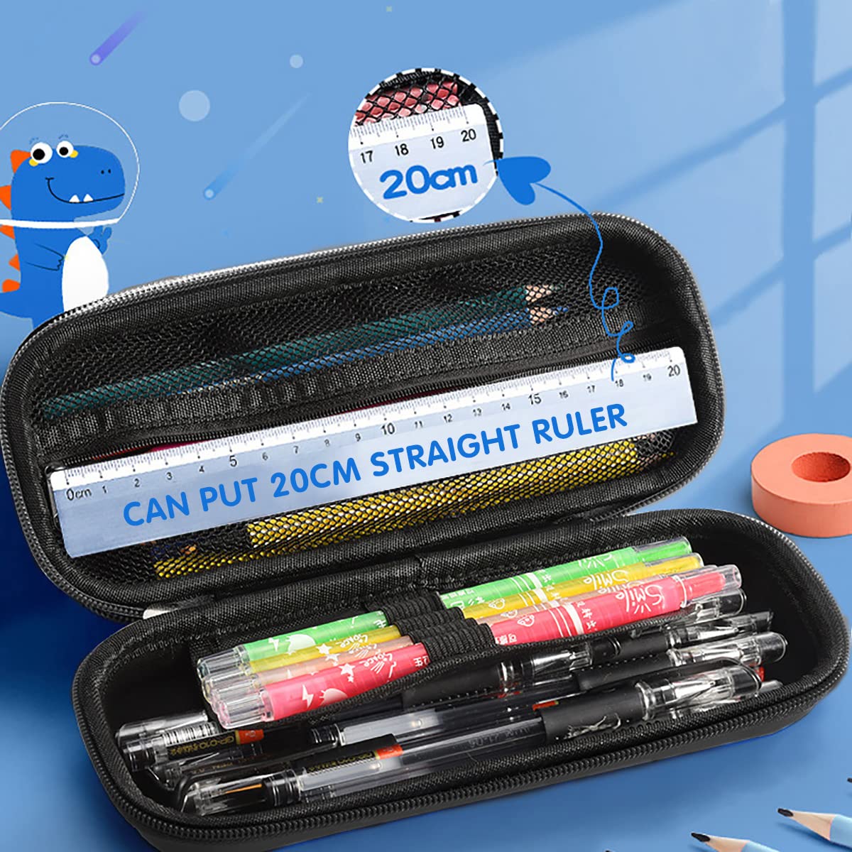 MCWTH Pencil Case for Kids Boys 3D Space Ship Large Capacity Waterproof Pencil Box with