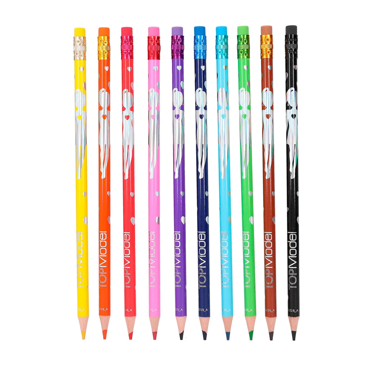 Depesche 12219 TOPModel - Erasable Colouring Pencils, 10 Pens in 10 Bright Colours with Eraser