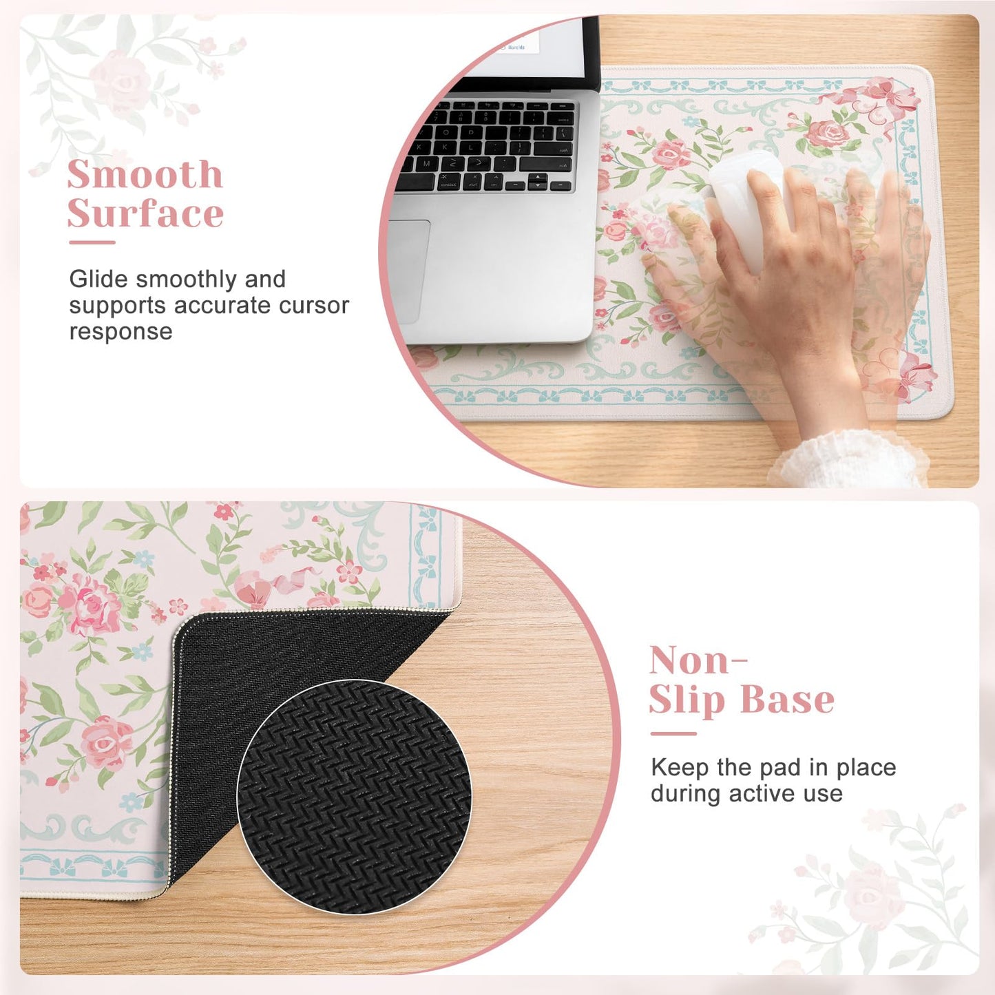 HAOCOO Blue Aesthetic Keyboard Mat, 31.5" x 11.8" Desk Cover for Study Use