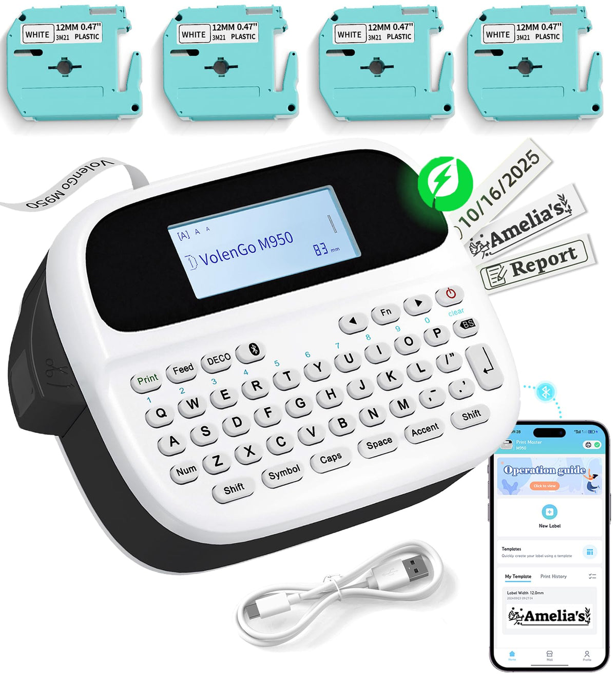 Label Maker Machine with Tapes, Rechargeable Label Maker Waterproof-Labels