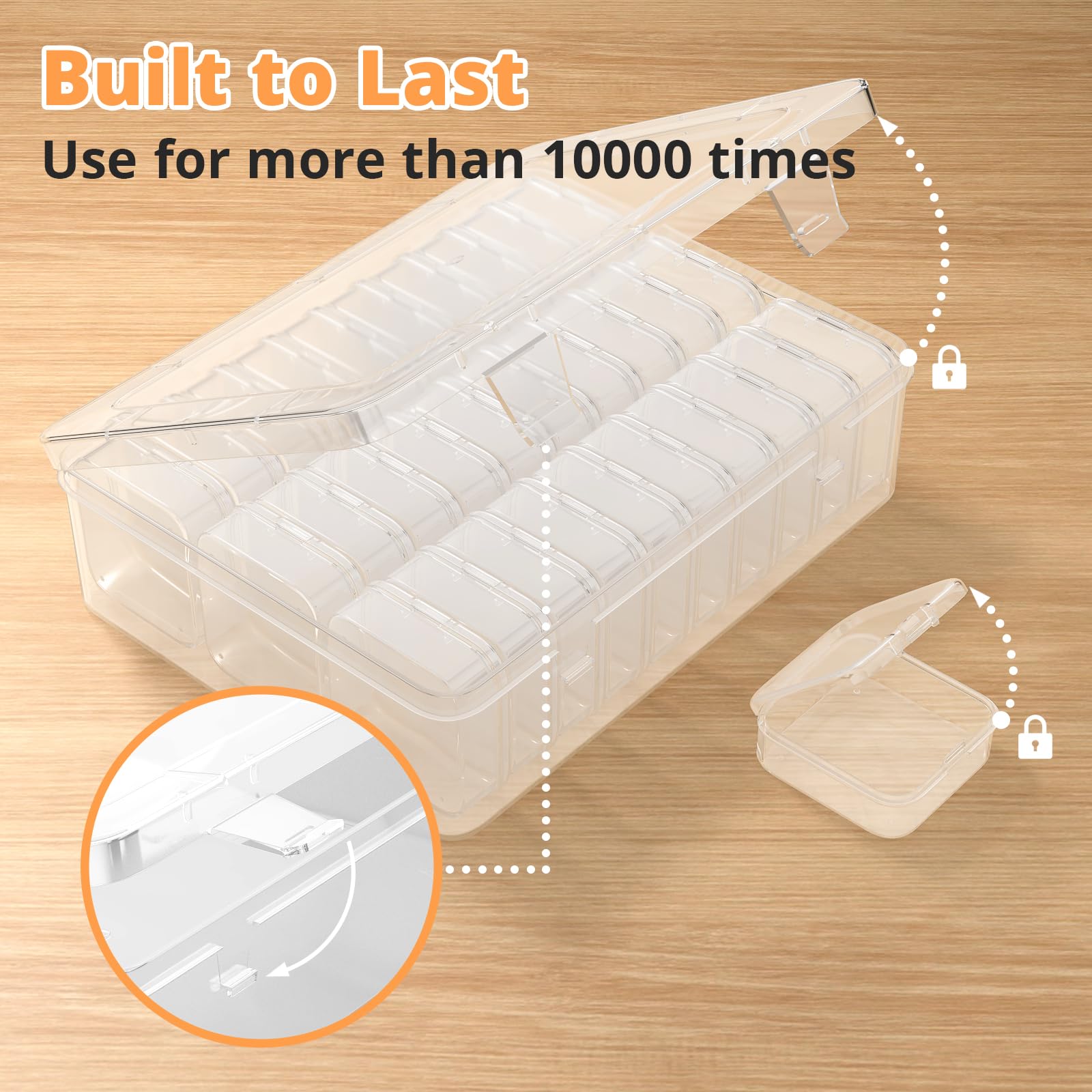 Mathtoxyz Bead Organizer Box, 90Pcs Small Bead Organizers and Storage Plastic Cases Mini Clear Bead