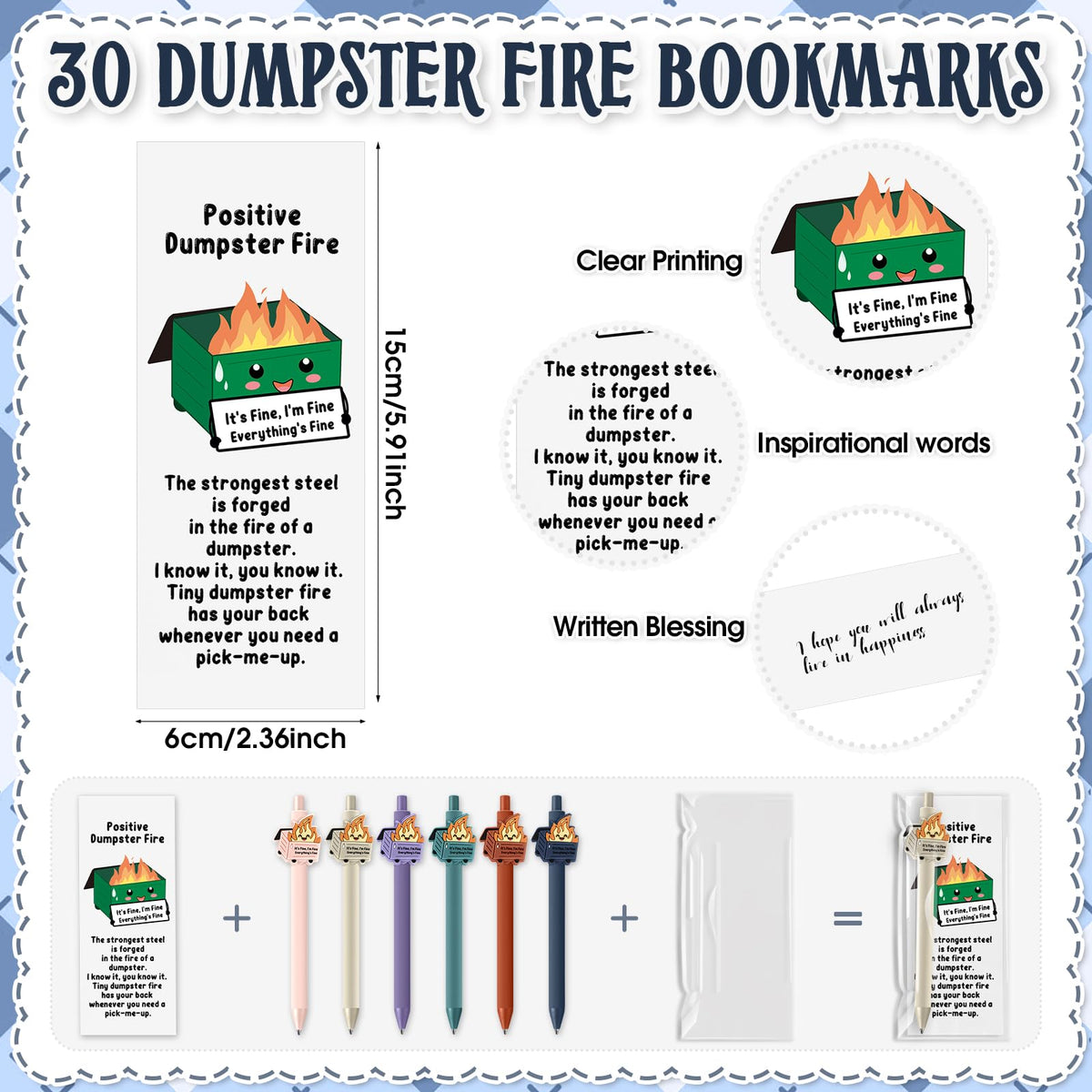 Sayglossy 30 Sets Dumpster Fire Pens Gift Desk Accessories Funny Work Pen