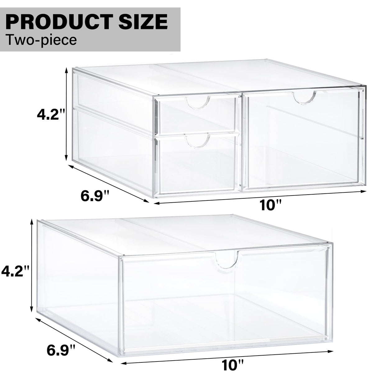 Prsildan Acrylic Drawer Makeup Organizer with 4 Drawers