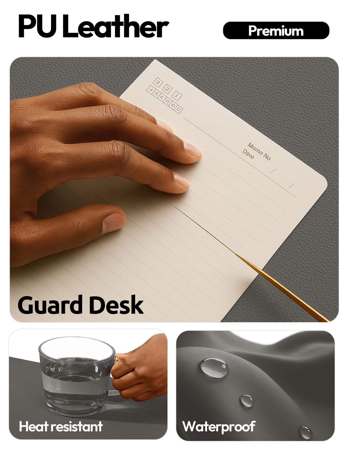YSAGi Leather Desk Pad Protector, Office Desk Mat, Large Mouse Pad, Non-Slip PU Leather Desk
