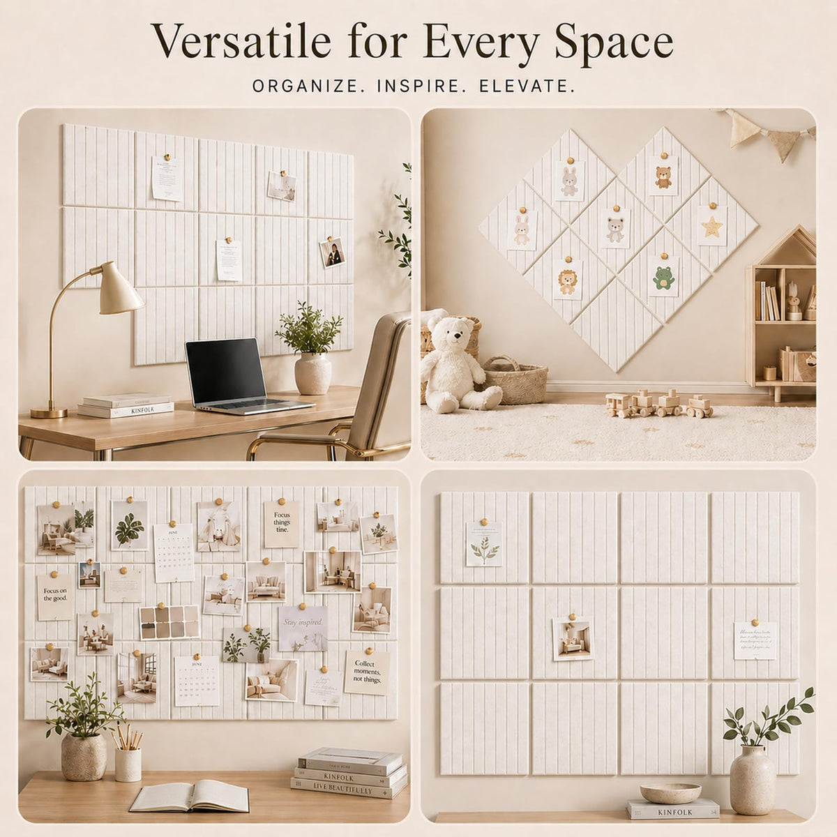 Baysola Stripe Felt Bulletin Board Tiles, Cork Board Alternative 48 x 36 in