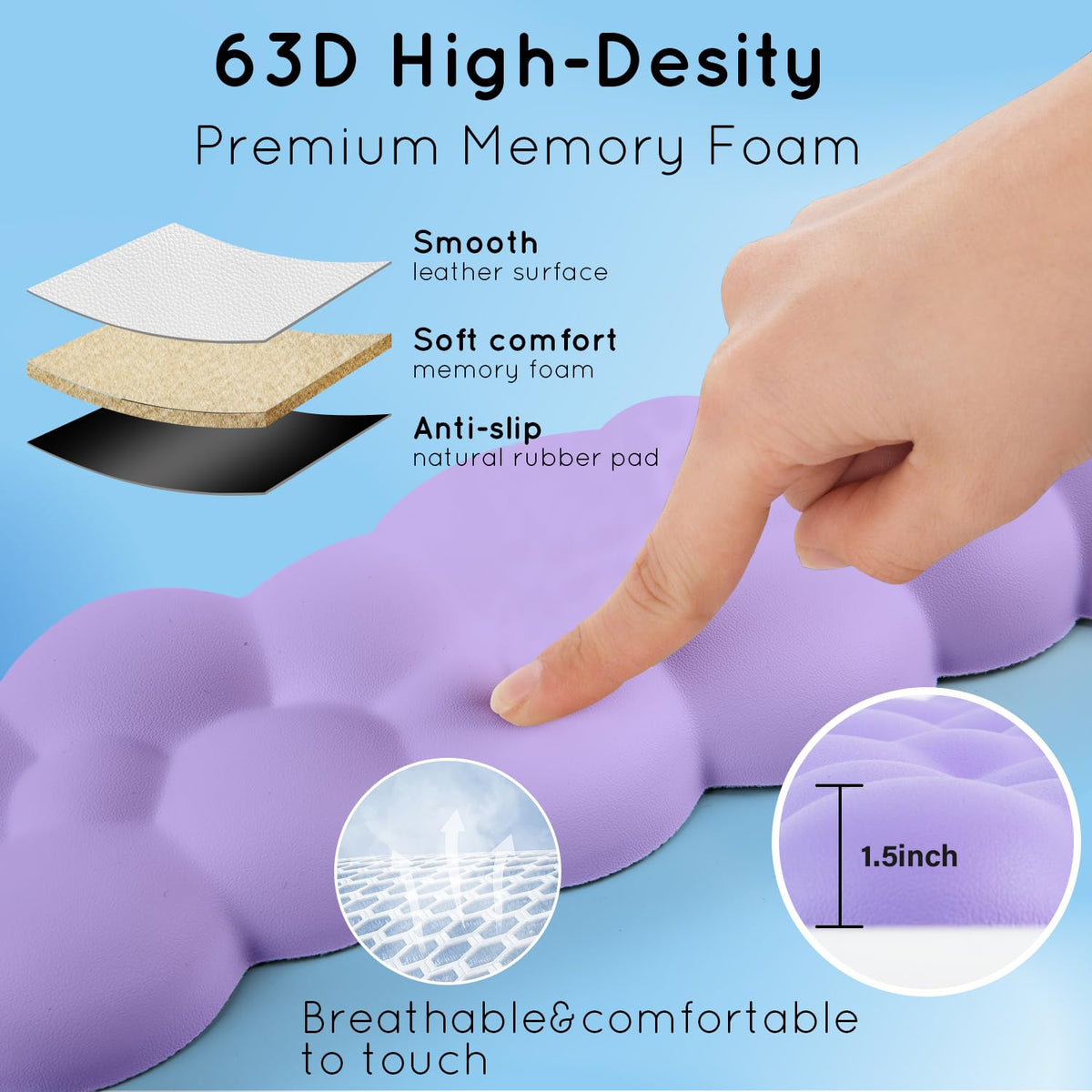 Cloud Wrist Rest for Computer Keyboard Arm Wrist Rest with Non-Slip Base Extended Wrist Rest
