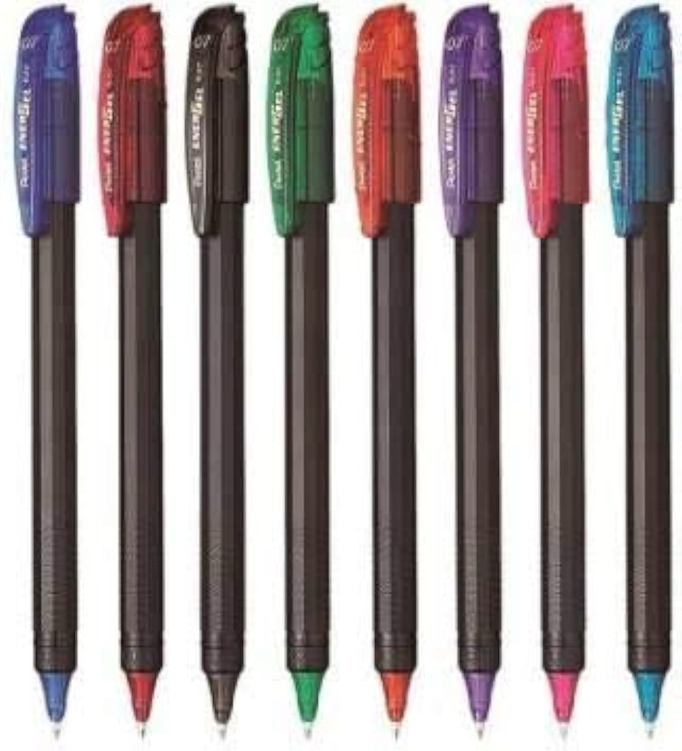 Pentel Energel Roller Gel Pen 0.7mm Metal Tip, 8 Assorted Colors, (Pack of 2)