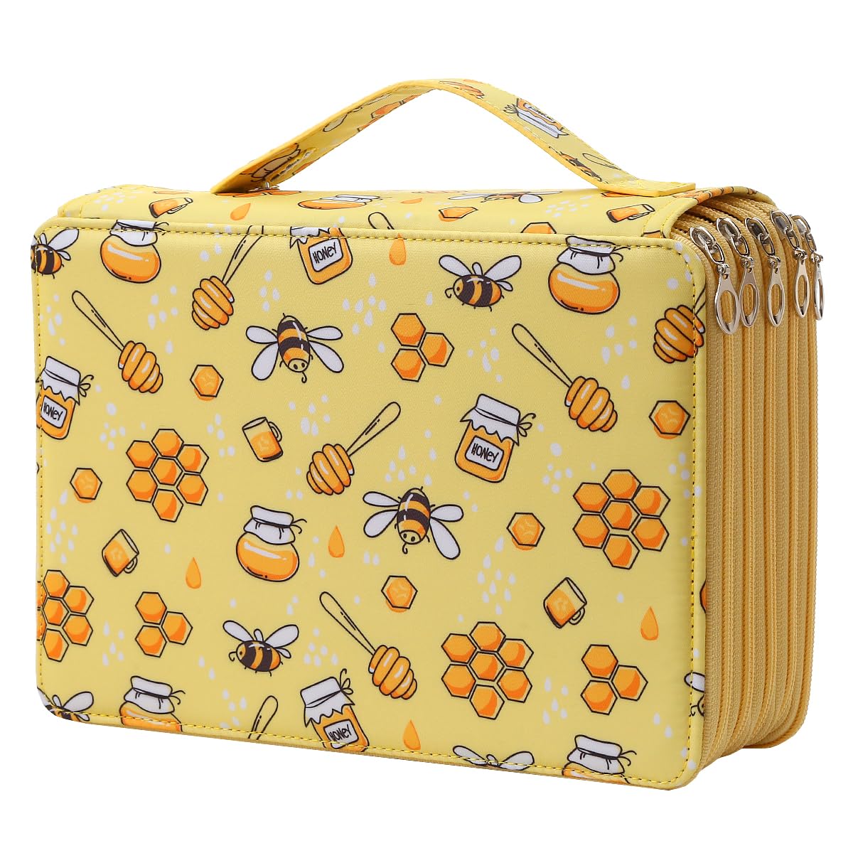 Lbxgap 250 Slots Pencil Case 5-Layer Zipped Holder w/Handle