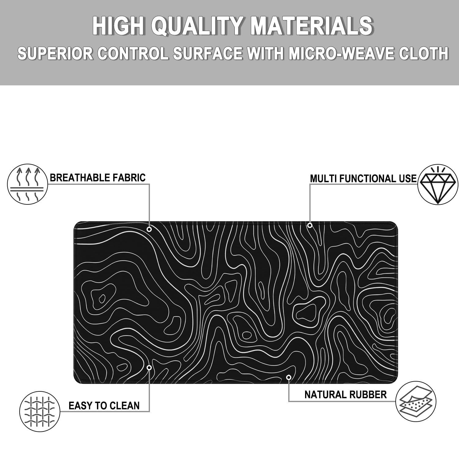 Mousepad, 31.5 x 15.7 in Large Gaming Mouse Pad with Stitched Edge, Extended Desk Mat with Non-Slip