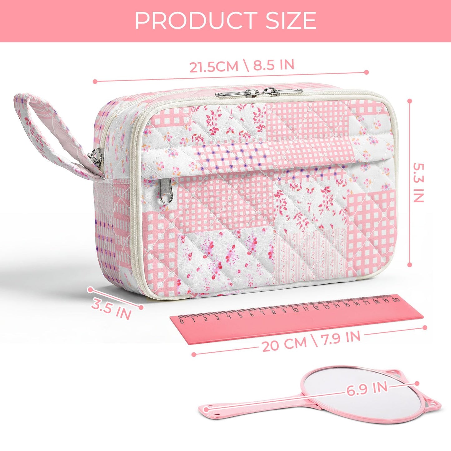 WOBAGMEN Quilted Pencil Pouch for Girls Women, Large Pencil Case Pouch with Compartments Cute
