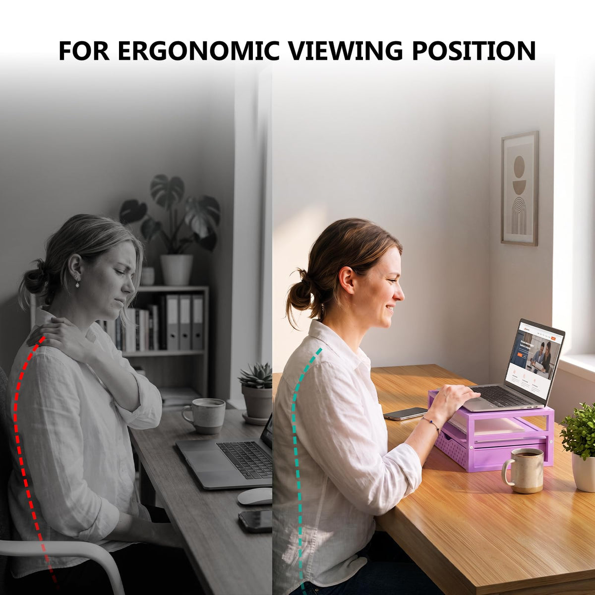 WALI Desk Organizer with Drawer，Computer Monitor Stand with Storage, Desk Organizers and