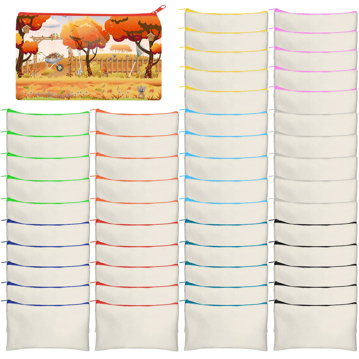 Legigo 50 Pack Blank DIY Craft Bag Canvas Pen Case Blank Makeup Bags - Canvas Pencil Bag Cotton