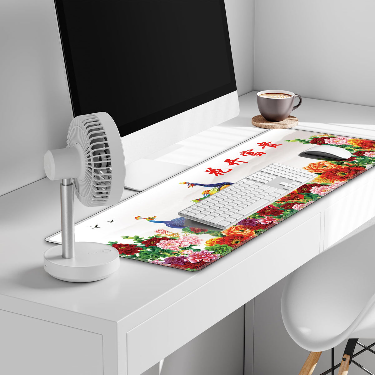 LL-COEUR XXL Landscape Gaming Mouse Pad Computer Keyboard Mat Office Desk Pad (Peacock, 35.4" x