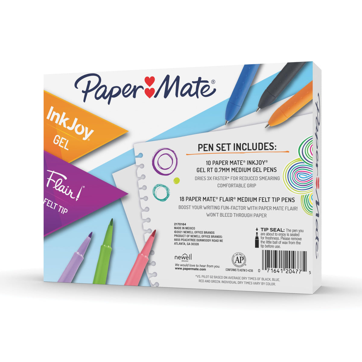 Paper Mate Pens Variety Pack, InkJoy Retractable Gel Pens, Flair Felt Tip, 28 Count - Assorted