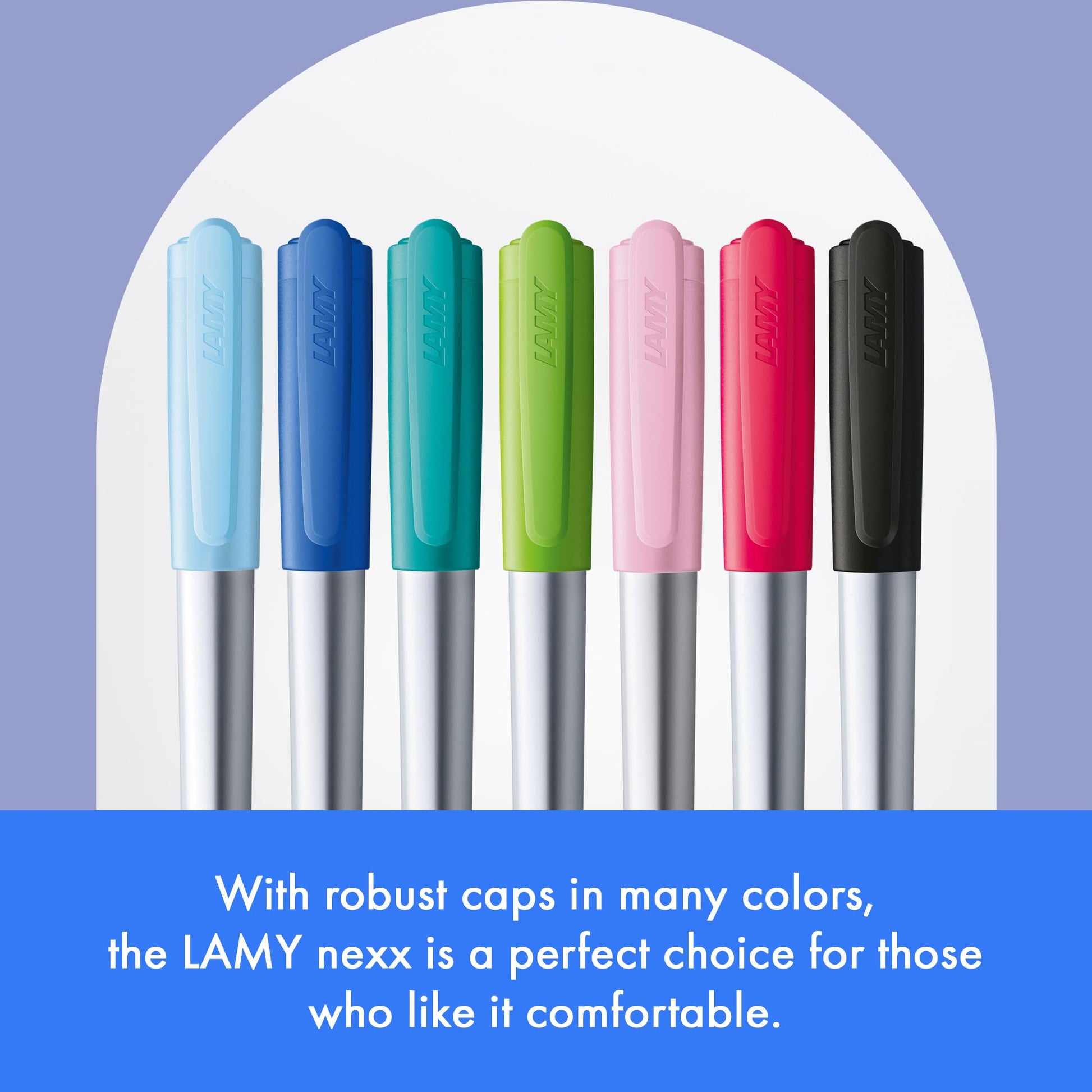LAMY nexx azure – Fountain Pen with slip-proof grip & polished steel nib in size A - triangular